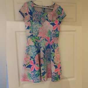 Lily square neck capped sleeved a line dress